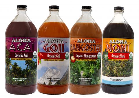 Fruits of the World, 1 Bottle Each: Organic Acai, Goji, Mangosteen and Noni